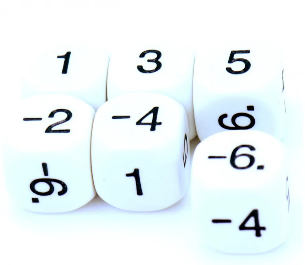 Dé 1 3 5 -2-4-6 impair positif et pair négatif en 16 mm