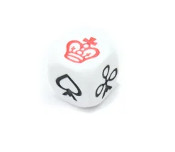 Dé à jouer Belote ancre couronne 16 mm avec atout coeur, pique, carreau et trèfle