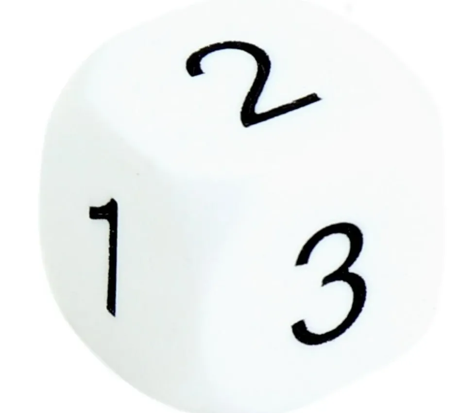 Dé à jouer BLANC 16 mm chiffres 123