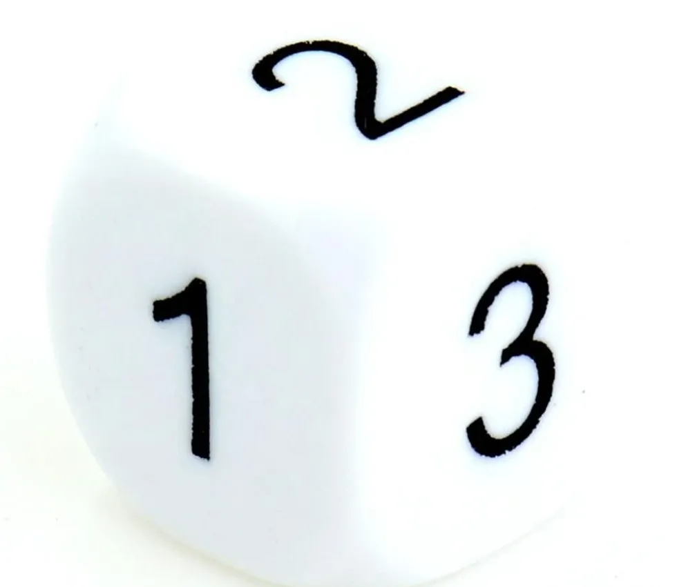 Dé à jouer BLANC 16 mm chiffres 123