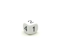 Dé à jouer chiffres 123456 18 mm de côté BLANC