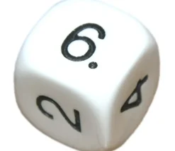 Dé à jouer chiffres 123456 16 mm de côté BLANC