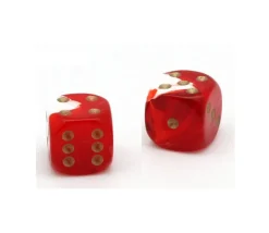 Dé à jouer marbré rouge/blanc 16 mm
