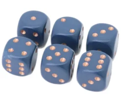 Dé à jouer 16 mm opaque bleu nuit points cuivrés D6 Chessex