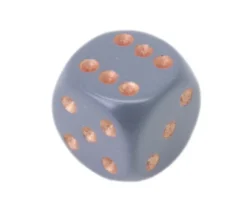 Dé à jouer 16 mm opaque gris foncé points cuivrés Chessex
