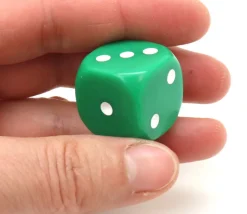 Dé à jouer 22 mm vert de 1 à 6