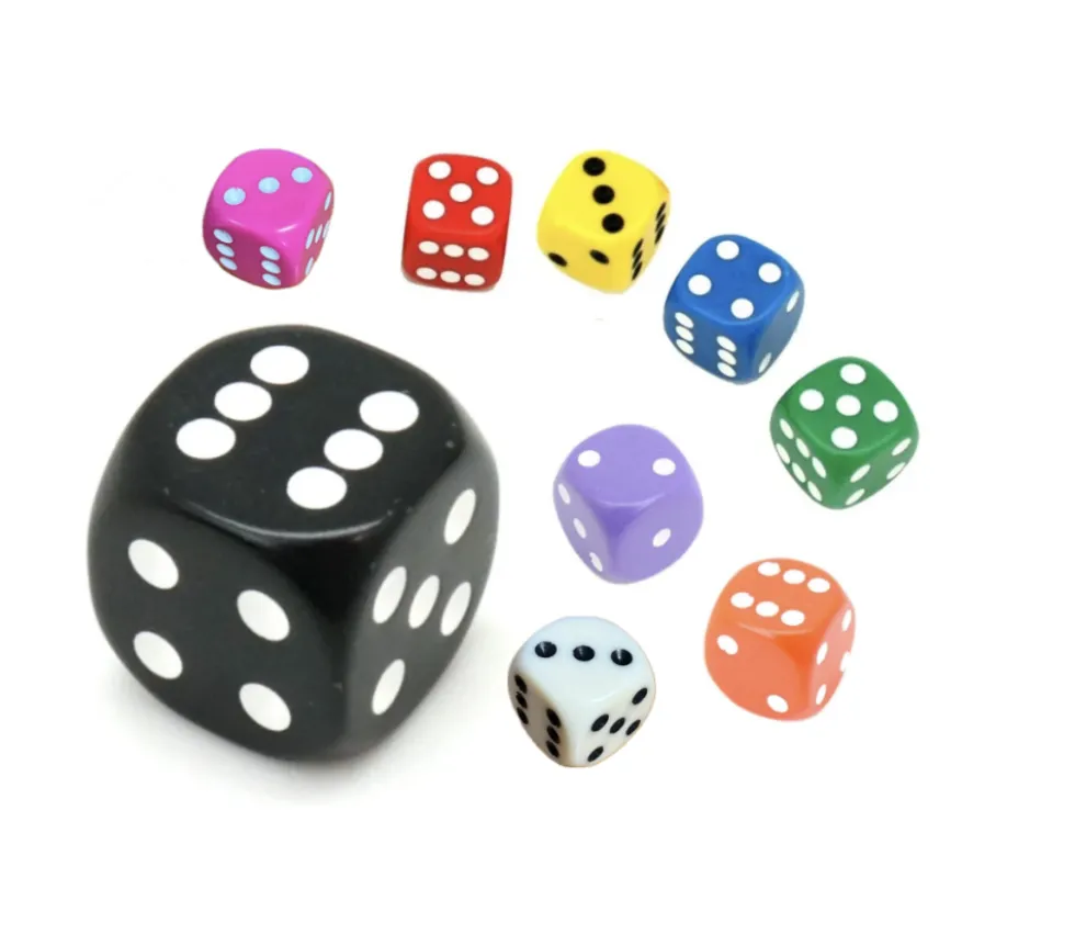 Dé à jouer noir ou couleurs 18 mm points de 1 à 6 pour jeu de société à l'unité