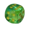Dé à jouer translucide vert/bleu 16 mm