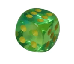 Dé à jouer translucide vert/bleu 16 mm