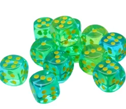 Dé à jouer translucide vert/bleu 16 mm