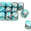 Dé mix gris argent et turquoise 16 mm