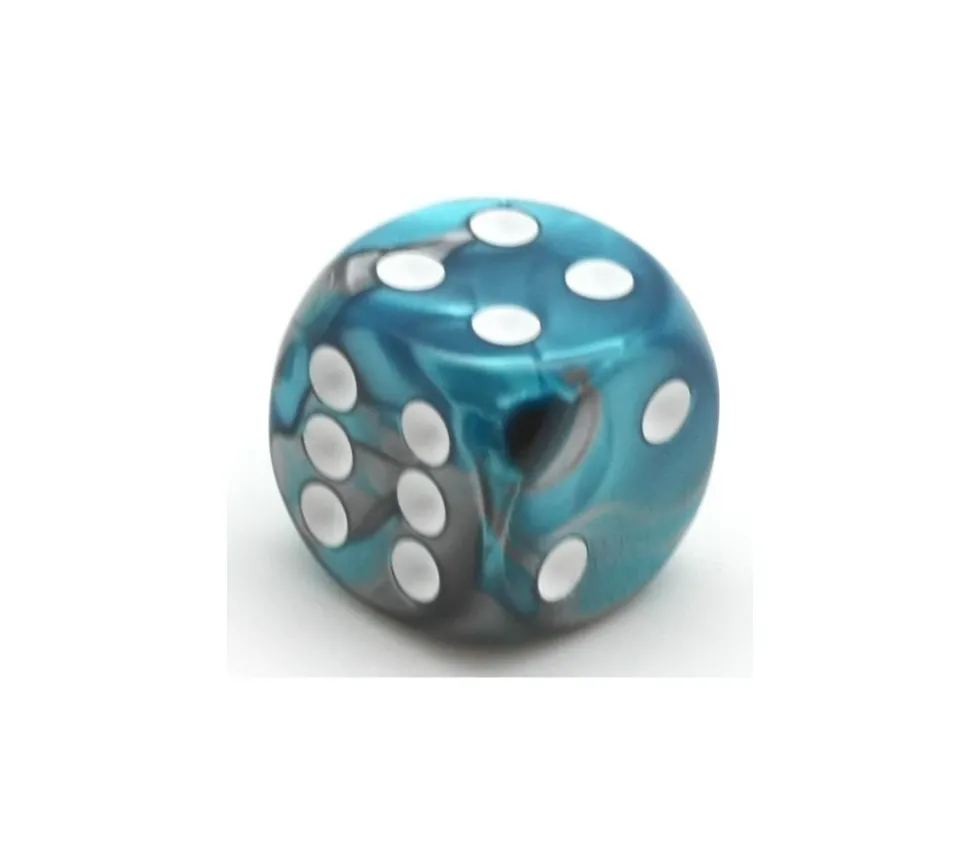 Dé mix gris argent et turquoise 16 mm