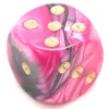 Dé mélange rose noir design effet artistique 15 mm points dorés