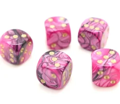 Dé mélange rose noir design effet artistique 15 mm points dorés