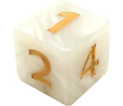 Dé 25 mm de 1 à 6 blanc nacré pour jeux