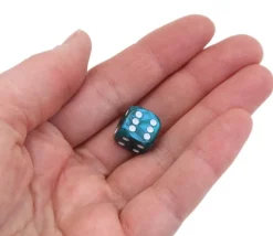 Dé 12 mm en plastique interférence effet irisé vert bleu métallique