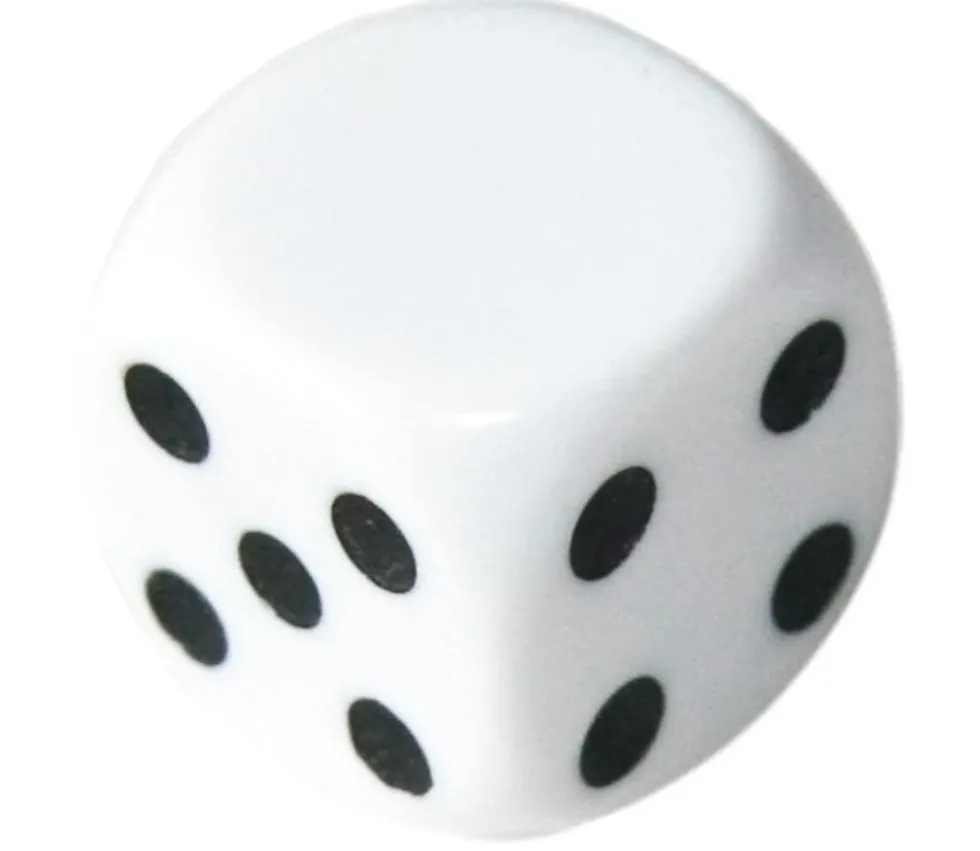 Dé 16 mm 1 face neutre et 5 faces points plastique