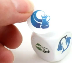 Dé 22 mm plastique blanc neutre - faces creux rond