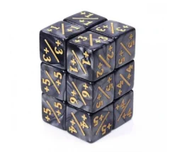 Dé modificateur D6 positif noir perlé +1 à +6