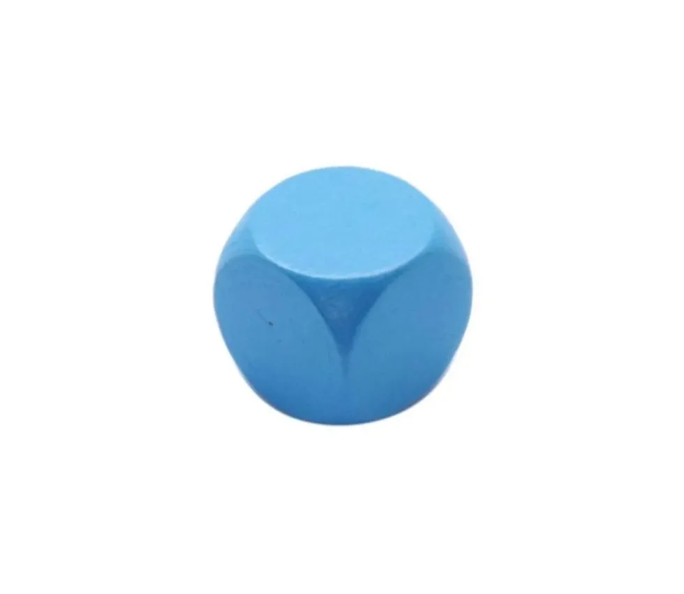 Dé neutre bleu clair 16 mm en bois hêtre sans marquage à l'unité