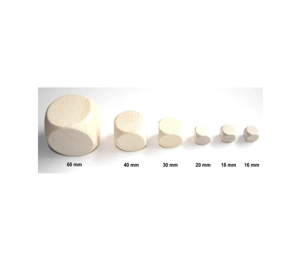 Dé neutre 20 mm en bois sans marquage hêtre