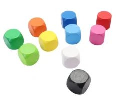 Dé neutre noir 16 mm en bois hêtre sans marquage à l'unité