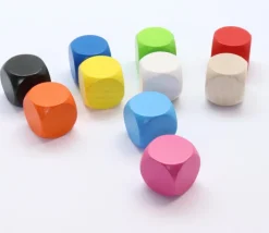 Dé neutre rose 16 mm en bois hêtre sans marquage à l'unité