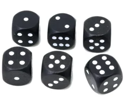Dé noir en bois 16 mm de 1 à 6 pour jeu de société