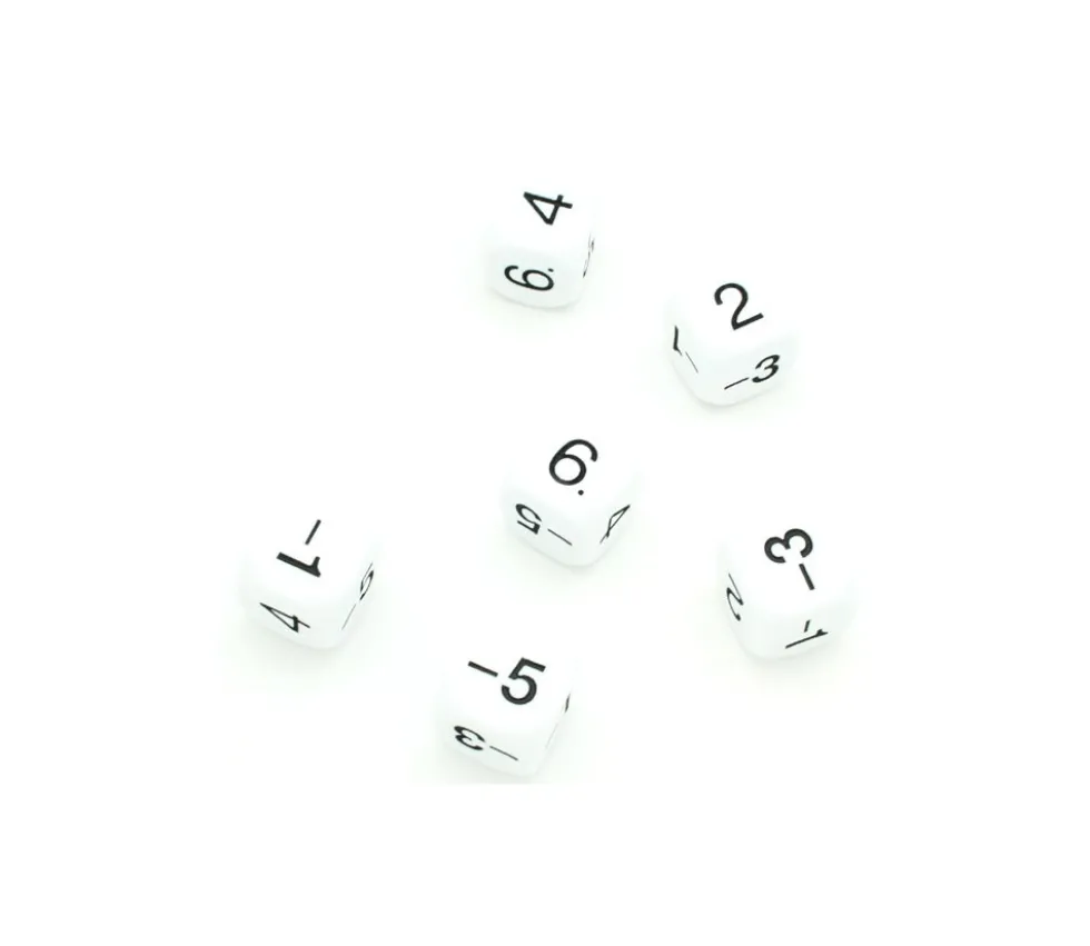 Dé -1 -3 -5 2 4 6 pair positif et impair négatif en 22 mm