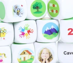 Dé personnalisé 16 mm en plastique : 6 faces personnalisées avec vos images