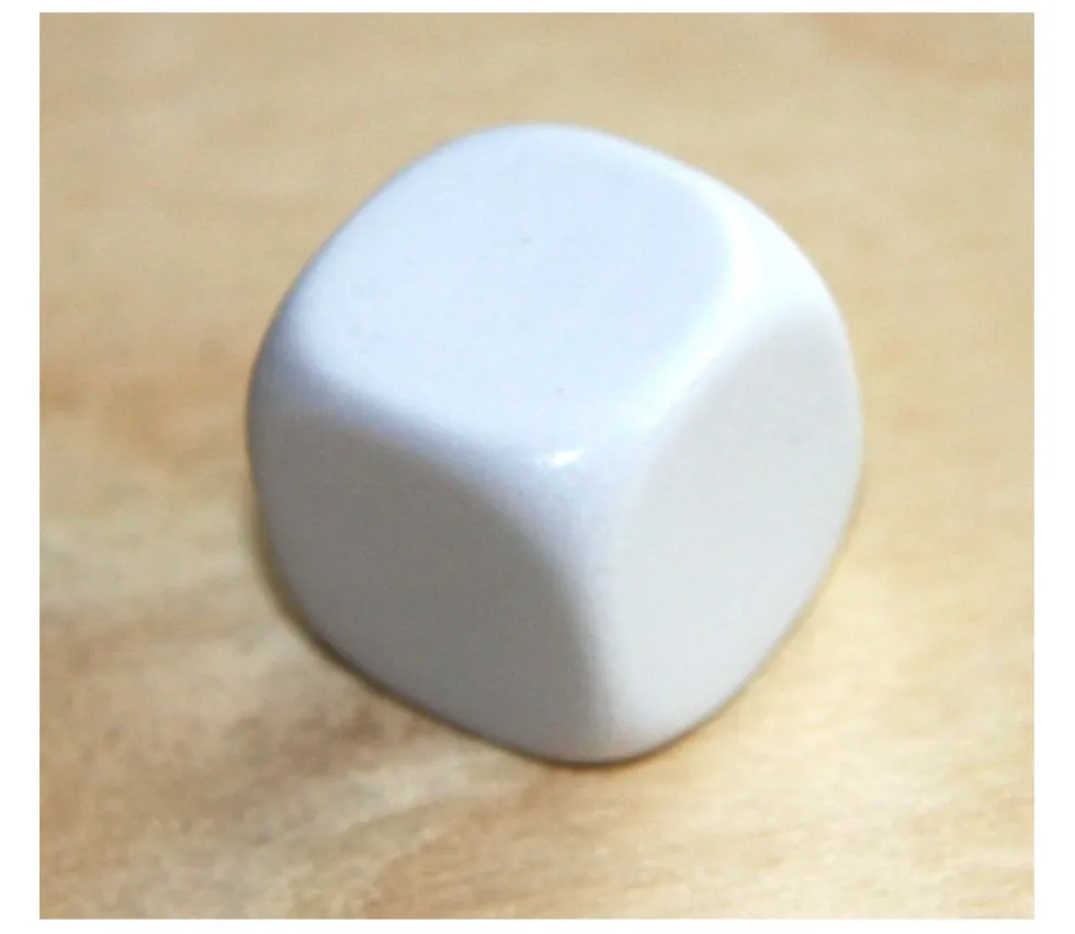 Dé plastique neutre 16 mm à personnaliser blanc