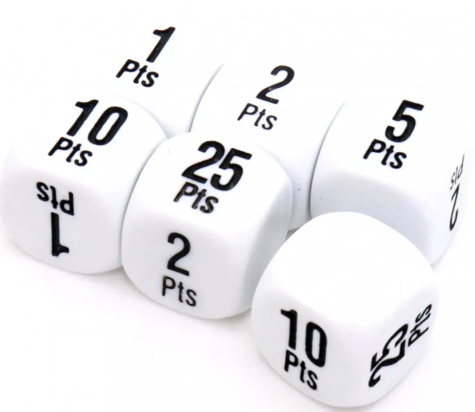 Dé points gagnants 16 mm 1 2 5 10 25 pts