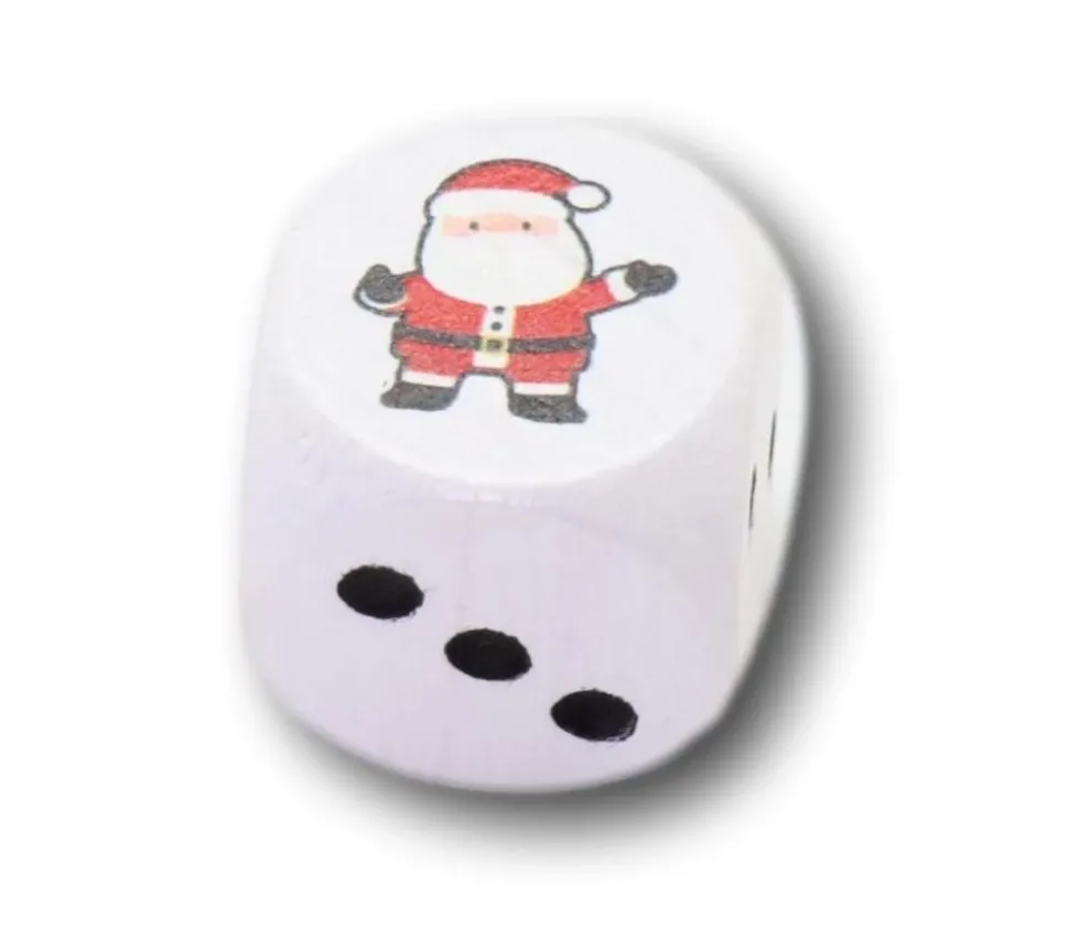 Dé père noel spécial fête 2 cm en bois