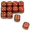 Dé rouge pailletté chessex 16 mm points dorés
