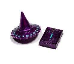 2 dés chapeau D20 et grimoire D2 violet - Polyhero wizard