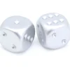 2 dés couleur aluminium platine 16 mm