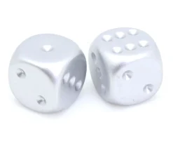 2 dés couleur aluminium platine 16 mm