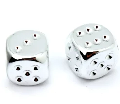 2 dés couleur argent 16 mm