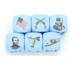 6 Dés de l'Armée fédérale USA bleu en 16 mm