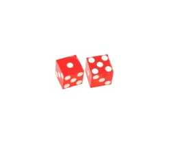 2 Dés à jouer Casino précision rouge transparent 19 mm