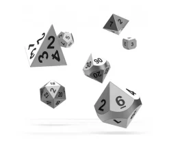 7 dés métal argenté multi-faces RPG