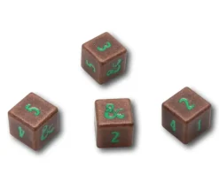 4 Dés métal Donjons & Dragons D6 chiffres verts