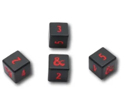 4 Dés métal noir 6 faces Donjons & Dragons