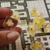 7 dés multifaces avec canard à l'intérieur