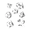 7 dés multifaces blancs gravage noir CLASSIC ELVEN - style elfe