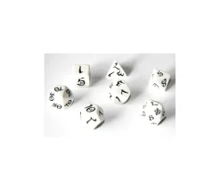 7 dés multifaces blancs gravage noir CLASSIC ELVEN - style elfe