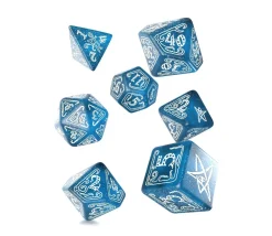 7 dés multifaces Call of Cthulhu Abyssal- bleu et blanc