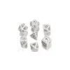 7 dés multifaces Elvish blanc et noir - style elfe super gravage