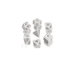 7 dés multifaces Elvish blanc et noir - style elfe super gravage