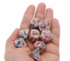 8 dés multi-faces nacrés bleu rose Lab Dice 6 chessex
